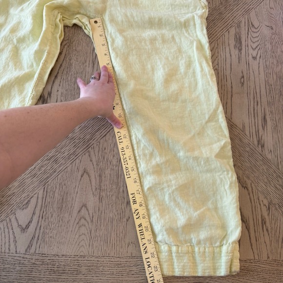 Pure Jill J. Jill Garment Dyed Linen Cropped Pants Yellow Small Elastic Waist - Picture 4 of 10